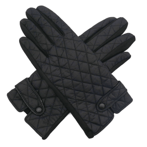 lusciousscarves Ladies Black Quilted Design Button Gloves.