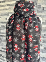 Load image into Gallery viewer, lusciousscarves Ladies Black Santa Clause Festive Light Weight Scarf.
