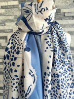 Load image into Gallery viewer, lusciousscarves Ladies Blue Tiger and Leopard Print Scarf.
