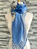 Load image into Gallery viewer, lusciousscarves Ladies Blue Tiger and Leopard Print Scarf.
