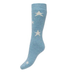 Load image into Gallery viewer, lusciousscarves Ladies Blue Wool Blend Long Socks with White Stars Design 4-8

