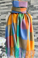 Load image into Gallery viewer, lusciousscarves Ladies Bright Colourful Checks Soft Winter Scarf.
