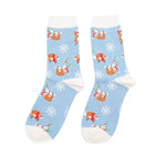 Load image into Gallery viewer, lusciousscarves Ladies Christmas Sloths Design Bamboo Socks - Blue
