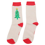 Load image into Gallery viewer, lusciousscarves Ladies Christmas Tree Design Bamboo Socks - Pale Grey
