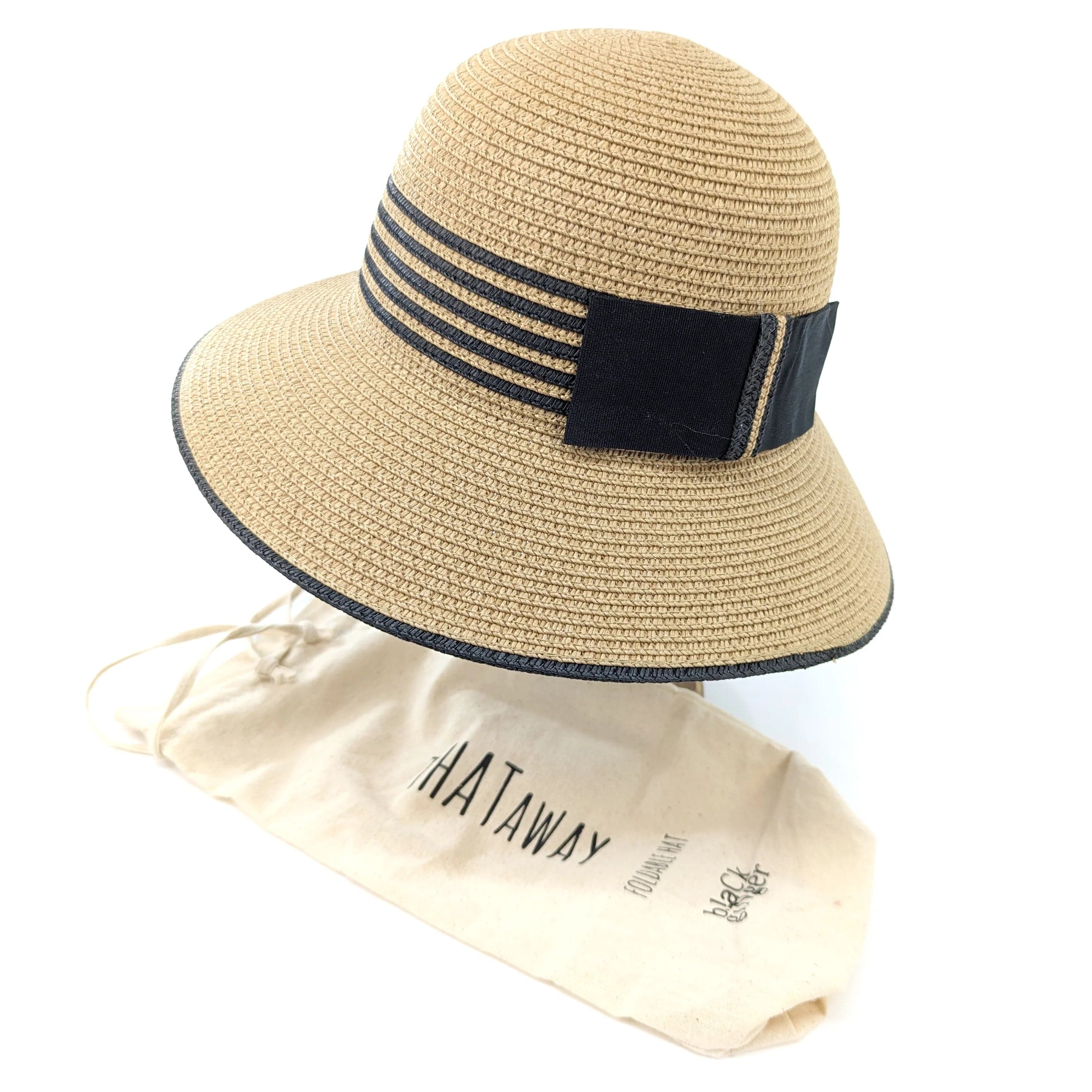 Ladies Cloche Style Foldable , Packable Sun Hat Natural Coloured