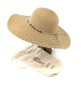 lusciousscarves Ladies Dark Natural Wide Brim Packable Rollable Sunhat