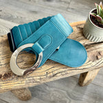Load image into Gallery viewer, lusciousscarves Ladies Faux Leather Stretchy Waist Belt with Chrome Loop and Hook.
