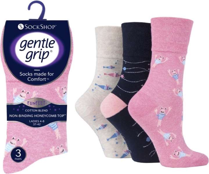 lusciousscarves Ladies Gentle Grip Non Binding Honeycomb Loose Top Socks UK 4-8 by Sock Shop