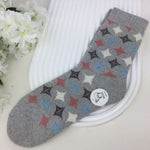 Load image into Gallery viewer, lusciousscarves Ladies Grey Wool Blend Long Socks with Diamonds Design, 4-8
