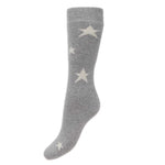 Load image into Gallery viewer, lusciousscarves Ladies Grey Wool Blend Long Socks with White Stars Design 4-8
