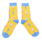Load image into Gallery viewer, lusciousscarves Ladies Hot Air Balloons Bamboo Socks , Miss Sparrow Yellow.

