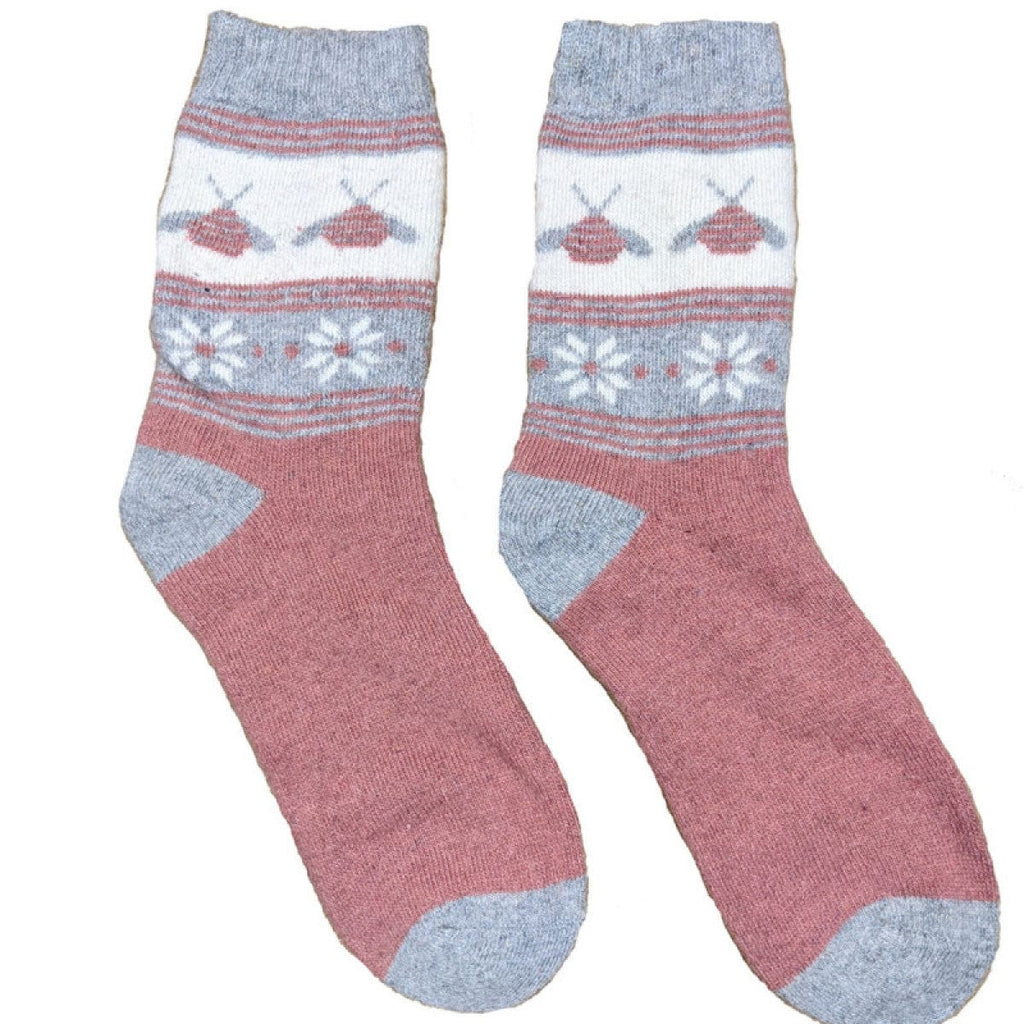 lusciousscarves Ladies Joya Wool Blend Socks Bees and Flower Design 4-7