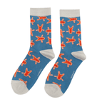 Load image into Gallery viewer, lusciousscarves Ladies Miss Sparrow Bamboo Socks - Gingerbread Men- Blue
