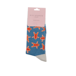 Load image into Gallery viewer, lusciousscarves Ladies Miss Sparrow Bamboo Socks - Gingerbread Men- Blue
