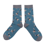 Load image into Gallery viewer, lusciousscarves Ladies Miss Sparrow Bamboo Socks- Ostriches - Blue
