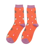 Load image into Gallery viewer, lusciousscarves Ladies Miss Sparrow Hedgehogs and Toadstools Bamboo Socks, Orange
