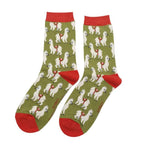 Load image into Gallery viewer, lusciousscarves Ladies Miss Sparrow Llamas Bamboo Socks - Green
