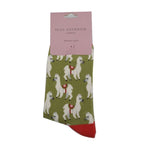 Load image into Gallery viewer, lusciousscarves Ladies Miss Sparrow Llamas Bamboo Socks - Green
