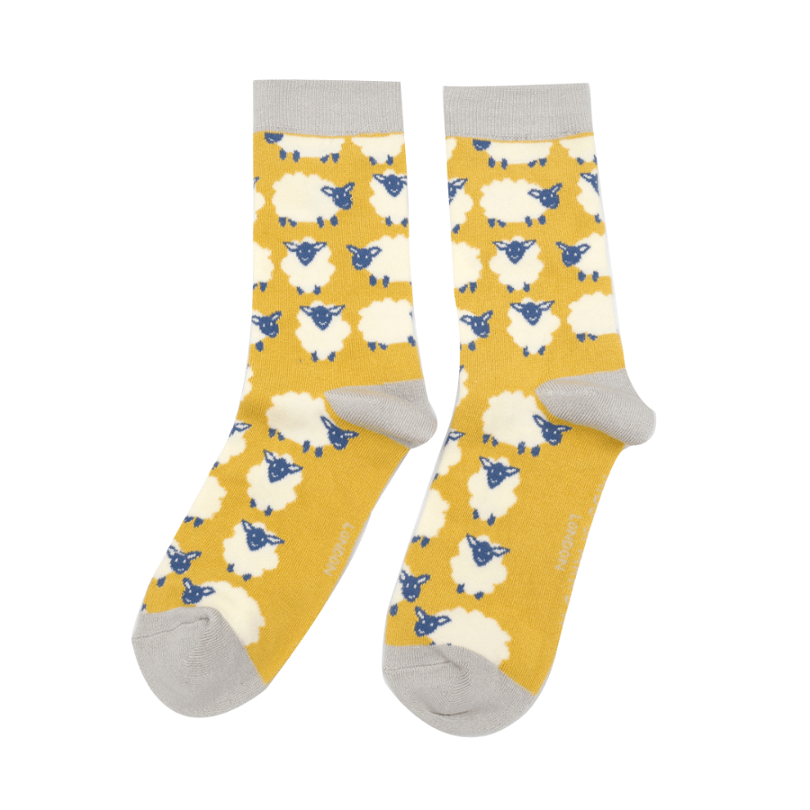 lusciousscarves Ladies Miss Sparrow Sheep Bamboo Socks- Yellow