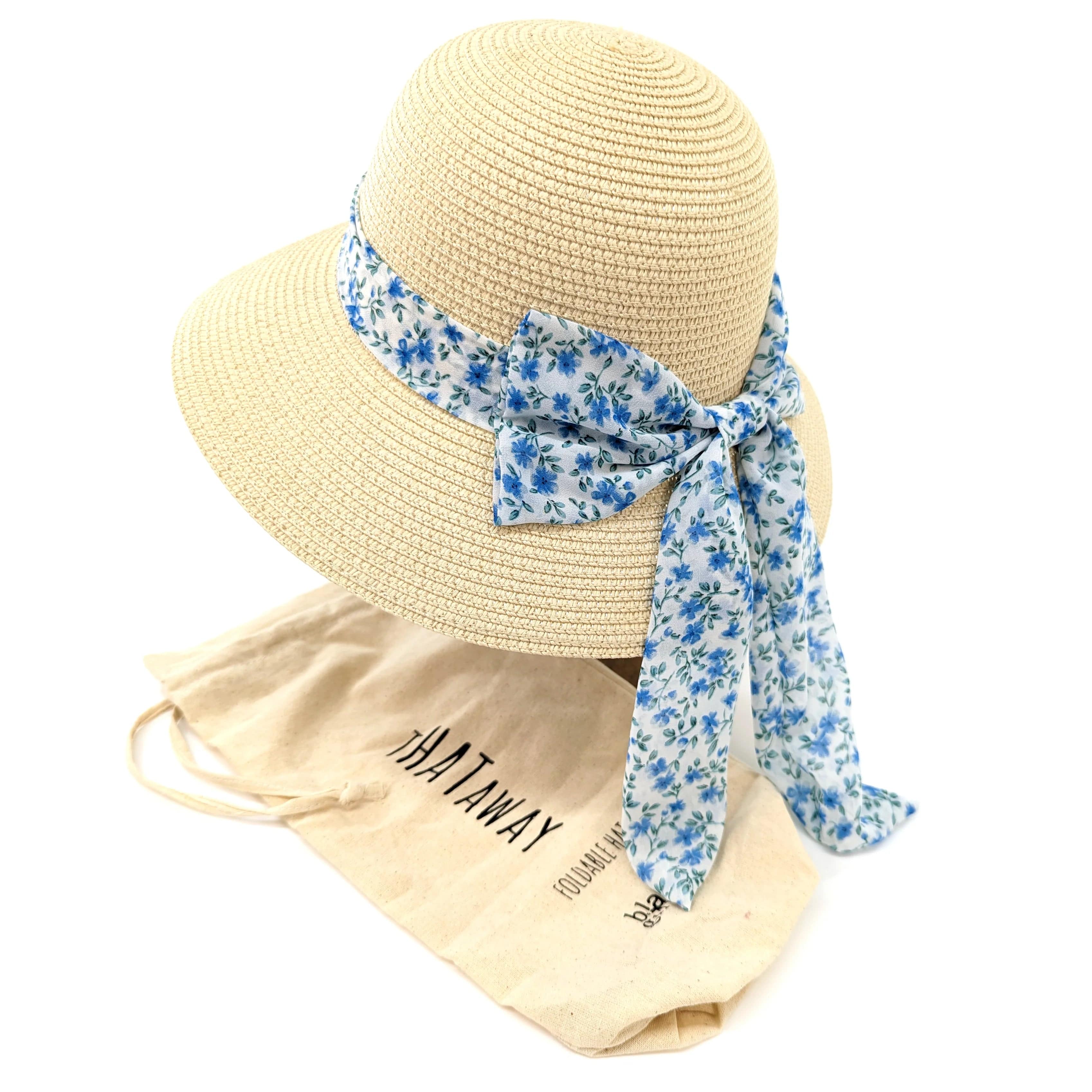 lusciousscarves Ladies Natural Coloured Foldable Sun Hat with A Daisy Bow.