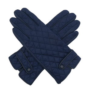 lusciousscarves Ladies Navy Quilted Design Button Gloves