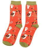 Load image into Gallery viewer, lusciousscarves Ladies Owls and Woodland Bamboo Socks Miss Sparrow, Orange
