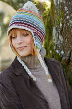 Load image into Gallery viewer, lusciousscarves Ladies Pachamama Hoxton Rainbow Chullo Hat , Fairtrade, Handknitted
