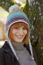 Load image into Gallery viewer, lusciousscarves Ladies Pachamama Hoxton Rainbow Chullo Hat , Fairtrade, Handknitted
