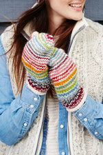 Load image into Gallery viewer, lusciousscarves Ladies Pachamama Hoxton Stripe Lined Mittens , Handknitted , Fairtrade
