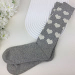 Load image into Gallery viewer, lusciousscarves Ladies Pale Grey Wool Blend Long Socks with Hearts Design, 4-8
