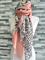 Load image into Gallery viewer, lusciousscarves Ladies Pale Pink Tiger &amp; Leopard

