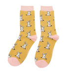 Load image into Gallery viewer, lusciousscarves Ladies Peek a Boo Bunnies Bamboo Socks, Miss Sparrow Yellow.
