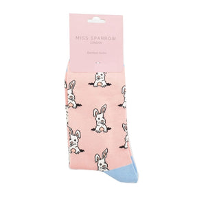 lusciousscarves Ladies Peek a Boo Bunnies, Rabbits Bamboo Socks Miss Sparrow Pink