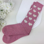 Load image into Gallery viewer, lusciousscarves Ladies Pink Wool Blend Long Socks with Hearts Design, 4-8
