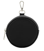 Load image into Gallery viewer, lusciousscarves Ladies purse Black Round Leather Keyring Clip Purse.
