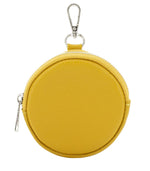 Load image into Gallery viewer, lusciousscarves Ladies purse Mustard Round Leather Keyring Clip Purse.
