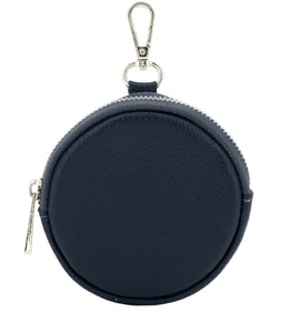 lusciousscarves Ladies purse Navy Round Leather Keyring Clip Purse.