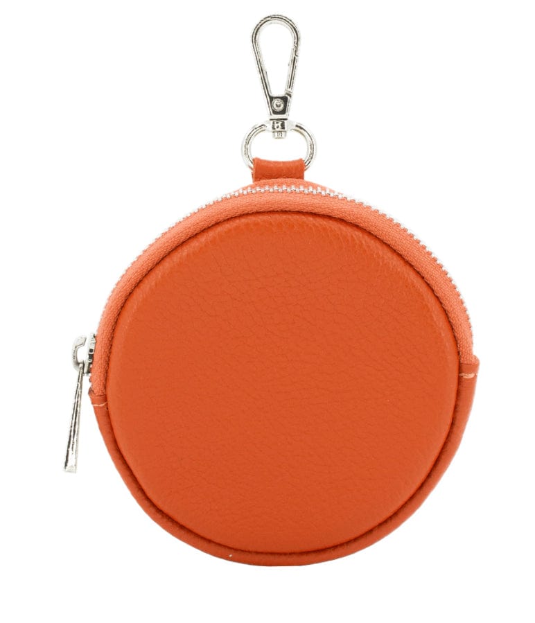 lusciousscarves Ladies purse Orange Round Leather Keyring Clip Purse.