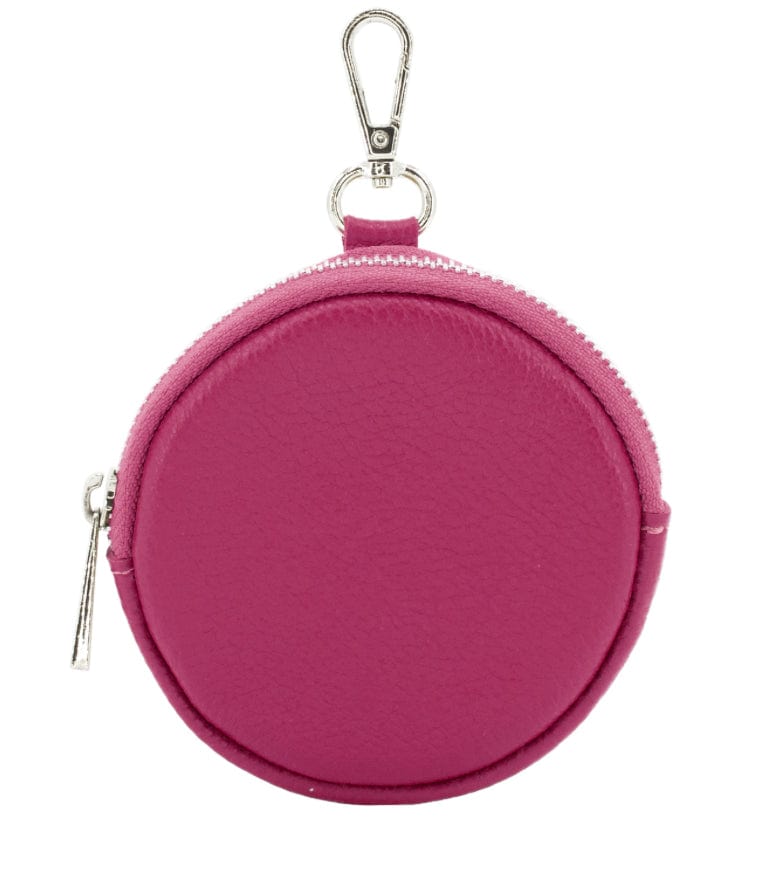 lusciousscarves Ladies purse Pink Round Leather Keyring Clip Purse.