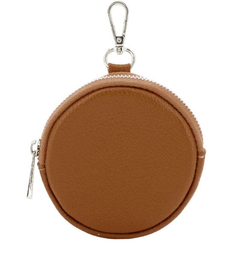 lusciousscarves Ladies purse Tan Round Leather Keyring Clip Purse.