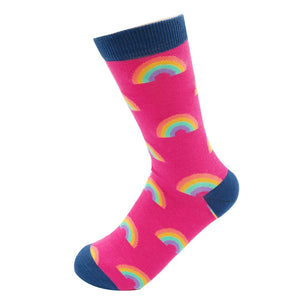 lusciousscarves Ladies Rainbow Design Bamboo Socks, Miss Sparrow Hot Pink.