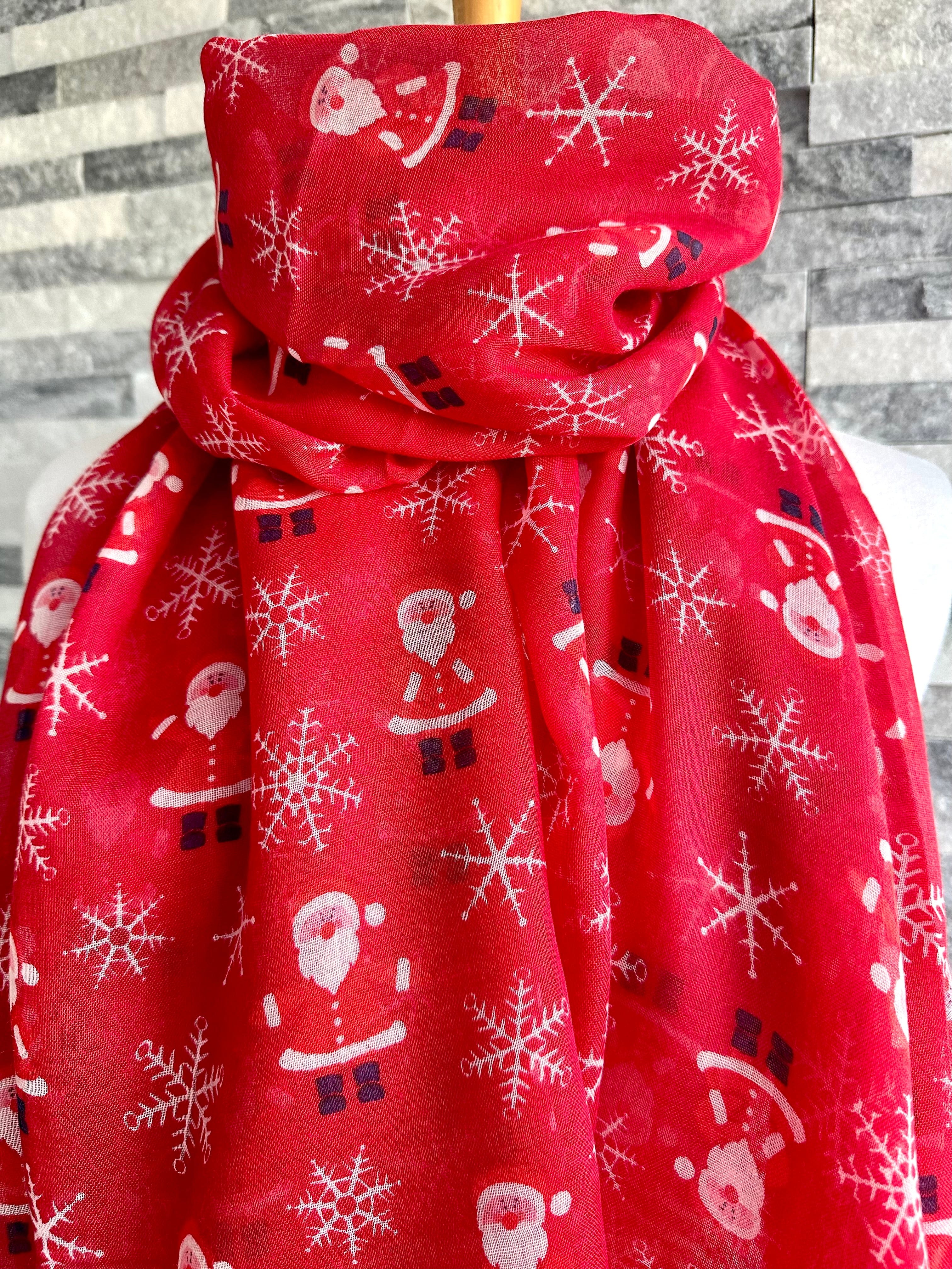 lusciousscarves Ladies Red Santa Clause Festive Light Weight Scarf.