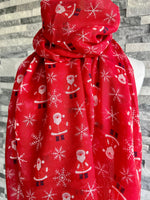 Load image into Gallery viewer, lusciousscarves Ladies Red Santa Clause Festive Light Weight Scarf.
