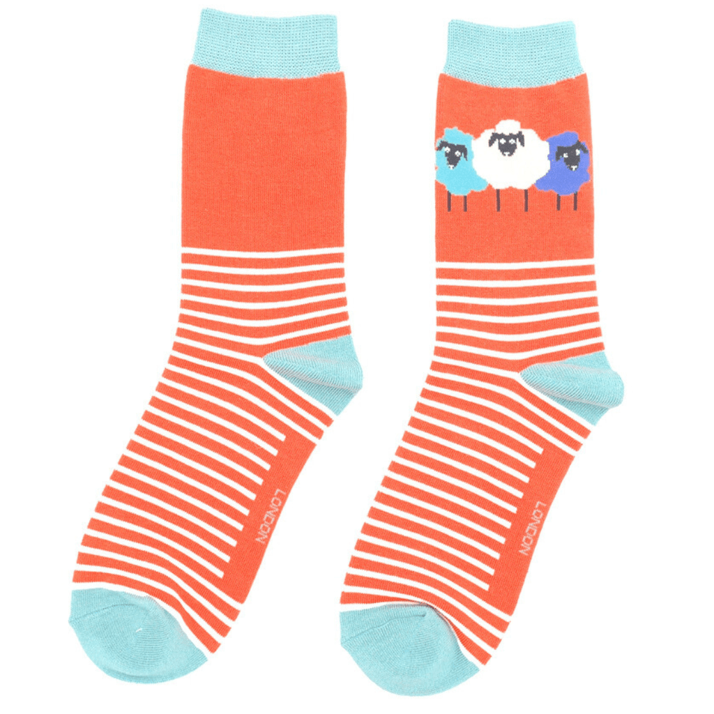 lusciousscarves Ladies Sheep Pals Bamboo Socks, Miss Sparrow Orange