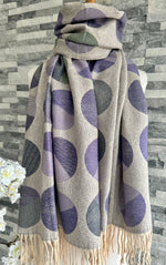 Load image into Gallery viewer, lusciousscarves Ladies Soft Wool Blend Lilac and Pale Green Circles Scarf
