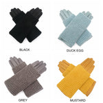 Load image into Gallery viewer, lusciousscarves Ladies Velour Gloves with Removable Knitted Cuff
