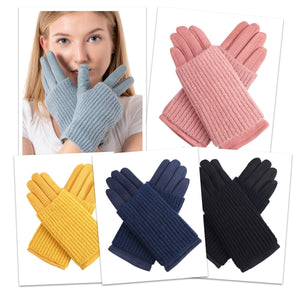 lusciousscarves Ladies Velour Gloves with Removable Knitted Cuff