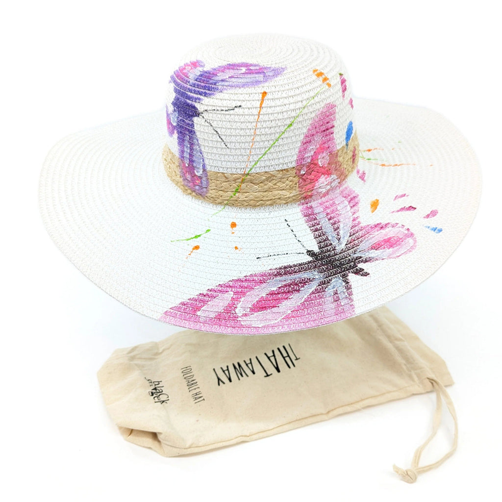 Folding Travel Trilby Sun Hat With a Bee Design 