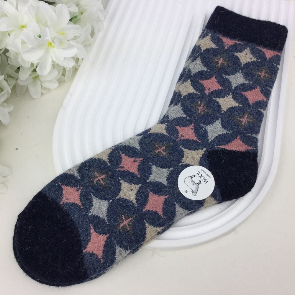 lusciousscarves Ladies Wool Blend Socks, Diamond Design, Joya 4-8