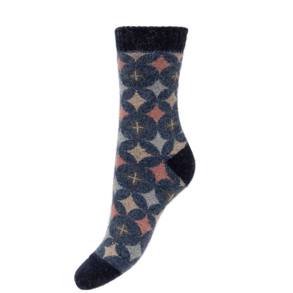 lusciousscarves Ladies Wool Blend Socks, Diamond Design, Joya 4-8